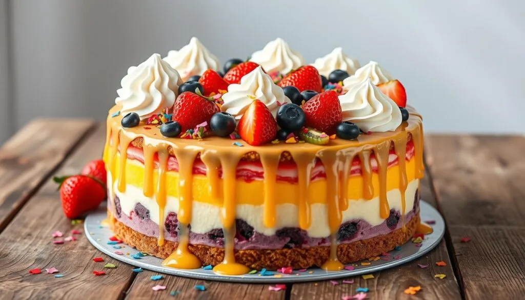 Poke cake with toppings Poke Cake with Condensed Milk
