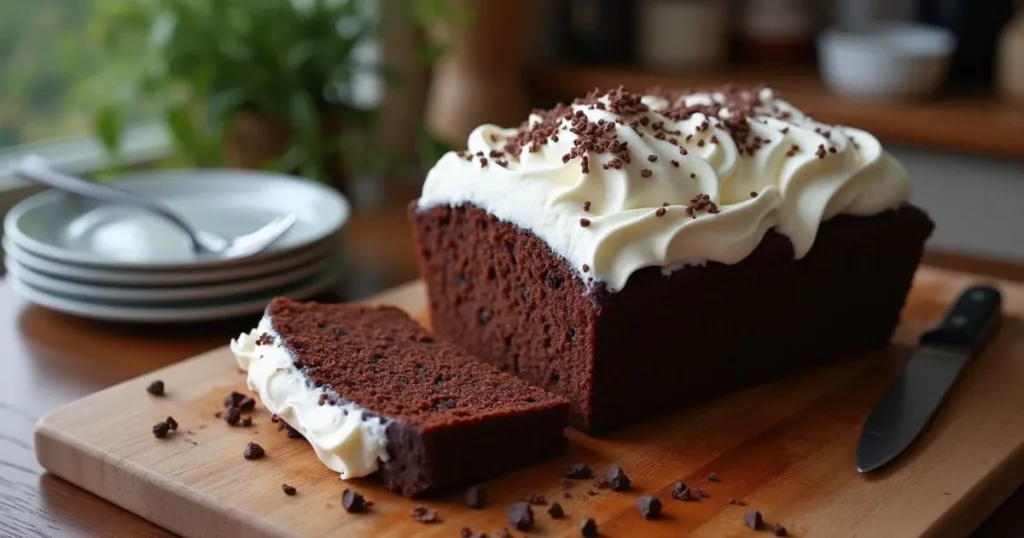 Chocolate Loaf Cake with Whipped